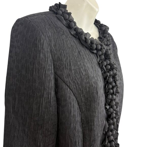 Chicos Forget Me Knot Cheetah Animal Print Blazer Jacket Ruffle Black sz 1 / M - Picture 4 of 16